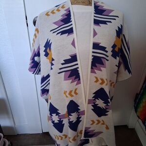 Wrangler RETRO Multicolor Geometric Open Front Poncho